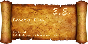 Broczky Elek névjegykártya